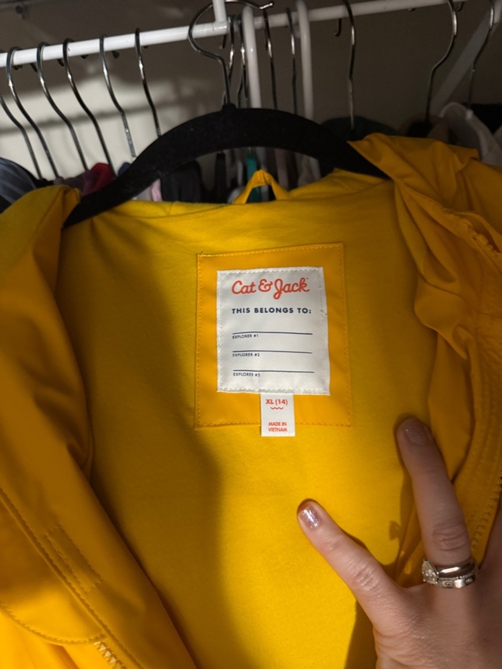 Cat & Jack Bright Yellow Kids Raincoat with Reflective Trim - Picture 2 of 2